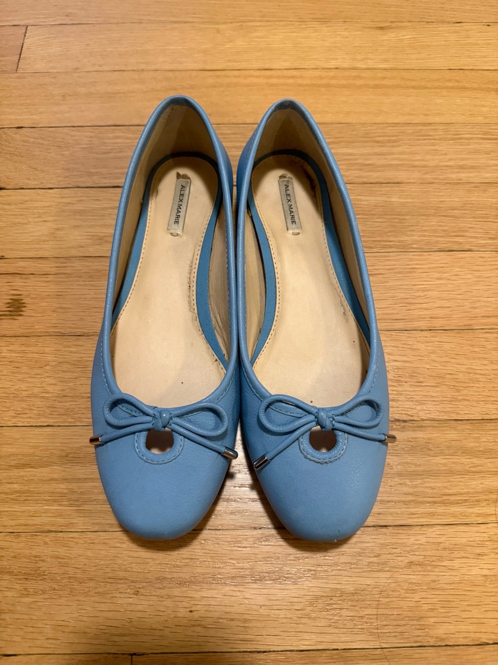 Alex Marie Light Blue Women's Ballet Flats with Bow Accent